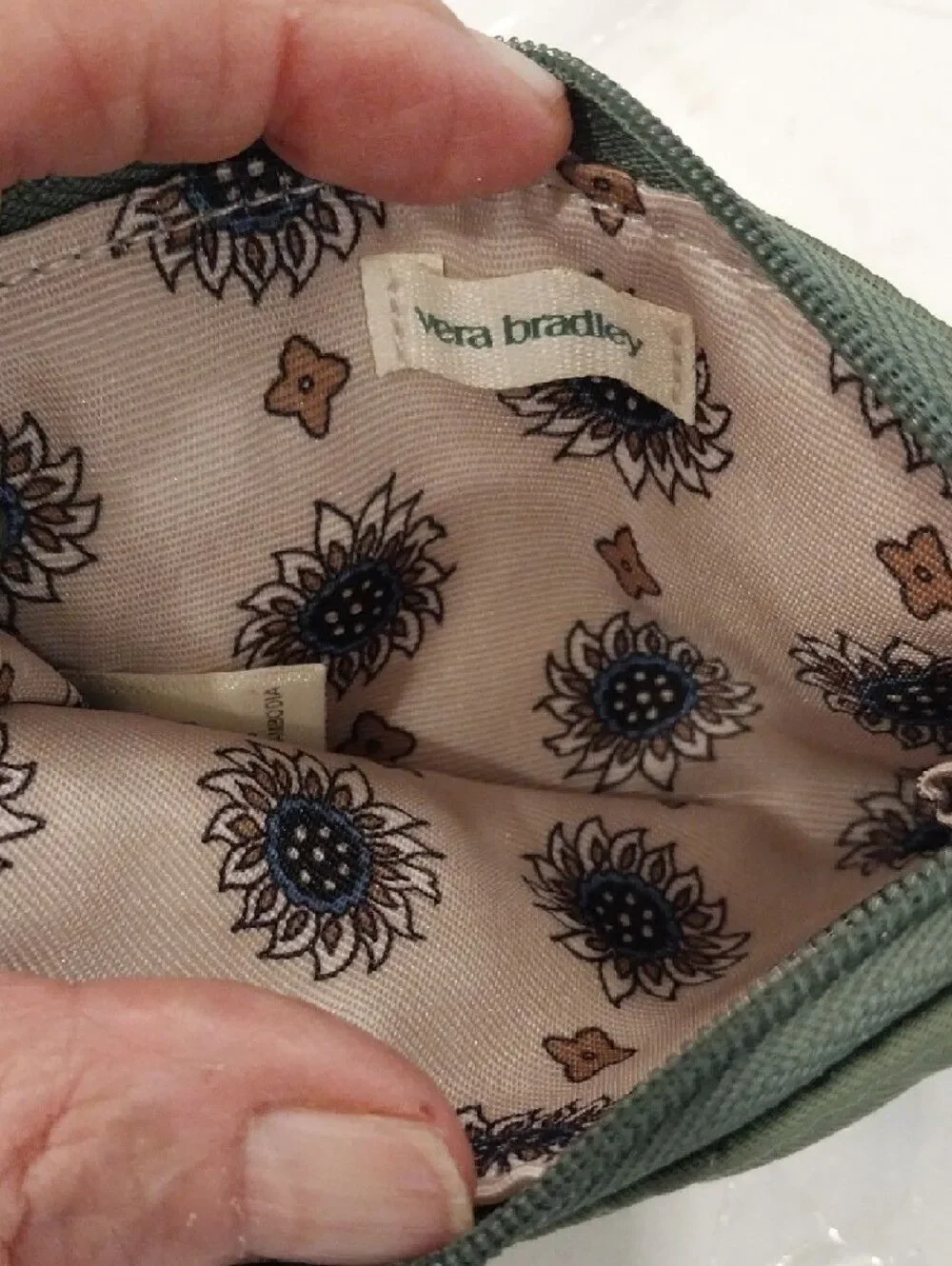 Vera Bradley Olive Quilted Key & Card Pouch with Key Ring